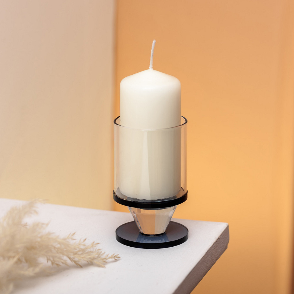 Підсвічник скляний 6×10 см на одну свічку підсвічник келих на ніжці декоративний Сірий HP-4-19S Київ - фото 3