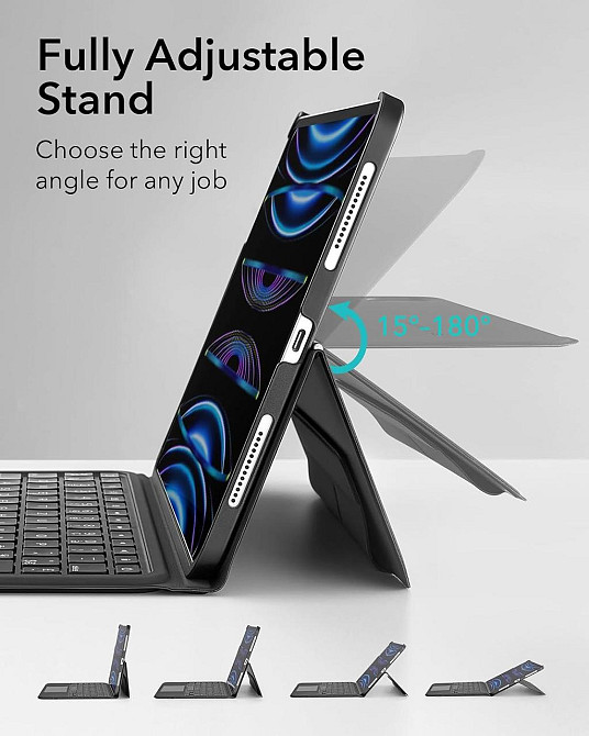 Клавіатурний чохол ESR Ascend Keyboard Case чорний для iPad Pro/Air 11'' сумісний, магнітна знімна клавіатура, підставка Київ - фото 7