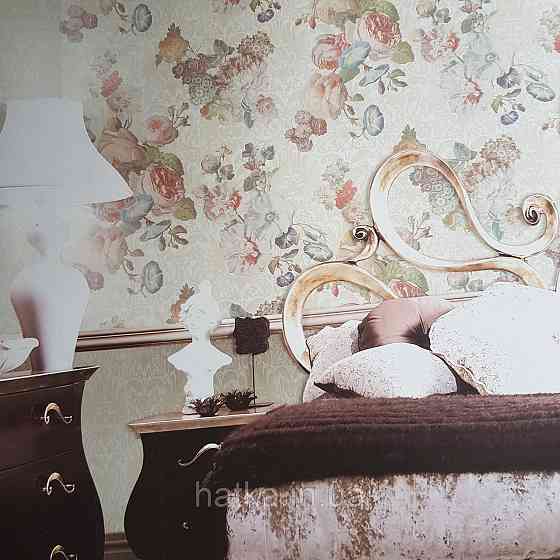 Шпалери метрові вінілові на флізелін Yuanlong Samsara квіти троянди, півонії рожевий блакитний бузок на Київ