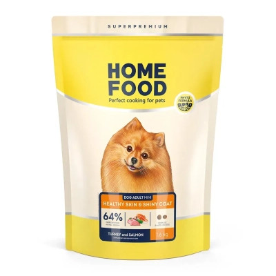 Сухой корм для собак Home Food ADULT MINI Healthy Skin And Shiny Coat с индейкой и лососем 1.6 кг (4820235020361) Винница - изображение 1