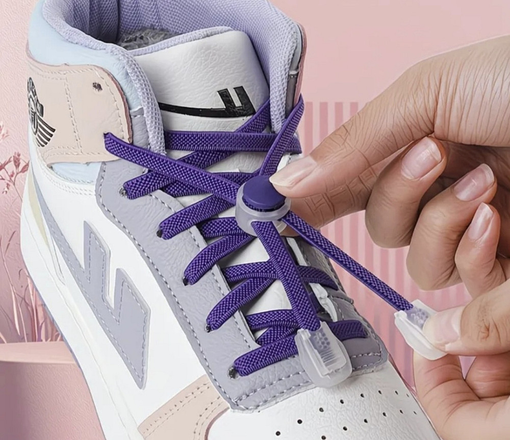 Шнурки еластичні без зав'язок з пластиковими фіксаторами Фіолетовий Смела - изображение 6