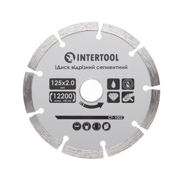 Диск отрезной сегментный алмазный, 125 мм, 16-18%, 12200 об/мин INTERTOOL CT-1002 Киев - изображение 1