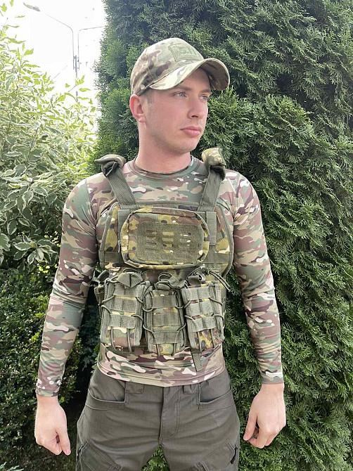 Плитоноска с подсумками Кордура 1000D + 4 кармана для магазинов (без плит) Камуфляж Киев - изображение 3