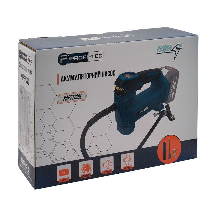 Потужний акумуляторний насос PROFI-TEC PAP2012BL POWERLine : без АКБ 20V, 10.3 бар, 12 л/хв КАРКАС Київ - фото 9