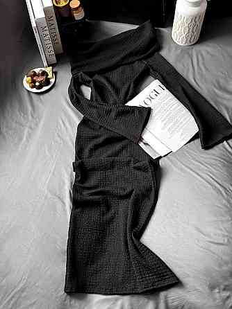 Женское элегантное нежное платье из нежного трикотажа букле Черный Одесса