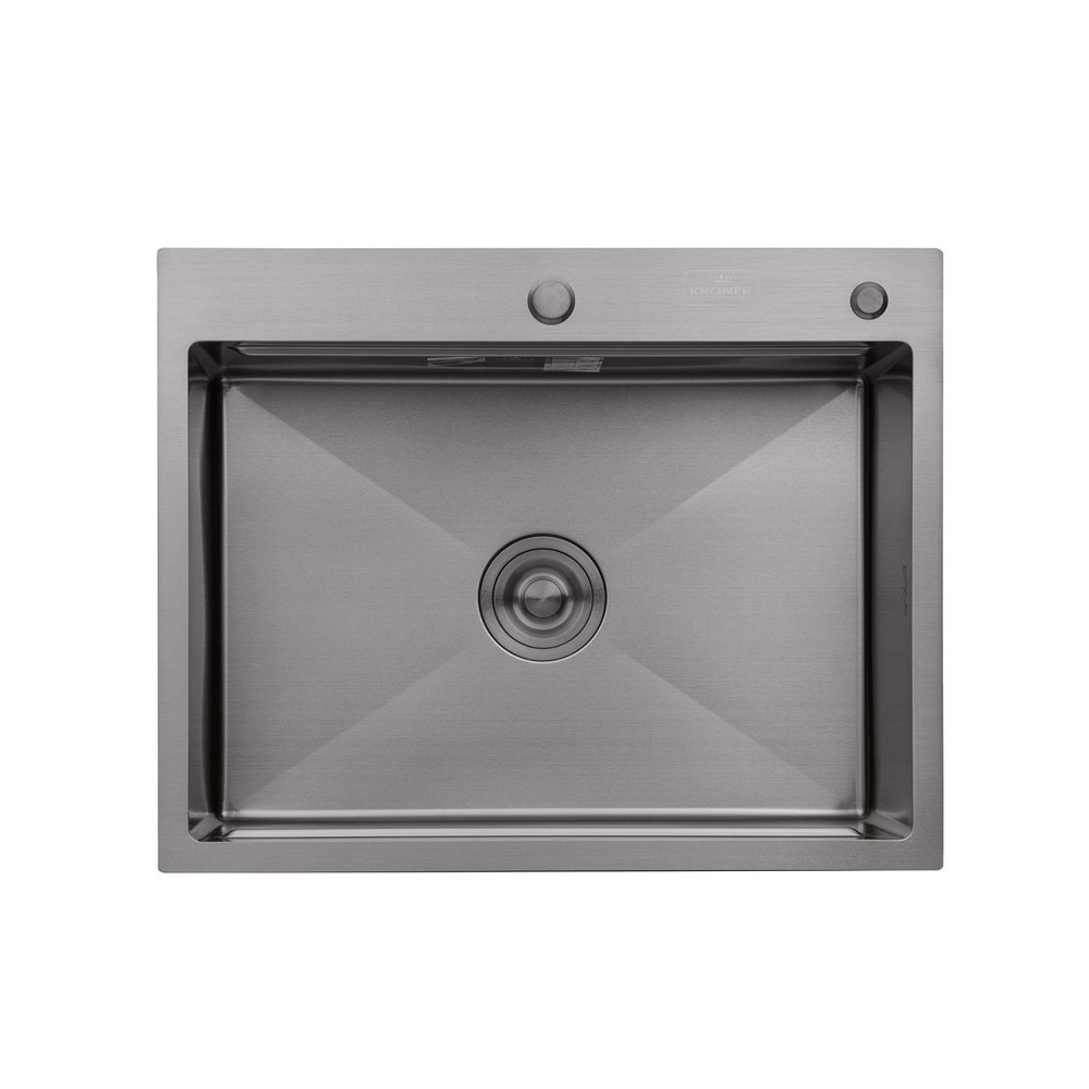 Кухонная мойка с нержавеющей стали Kroner KRP Schwarze - 63х50 HM PVD (3/1 мм) черная Киев - изображение 1