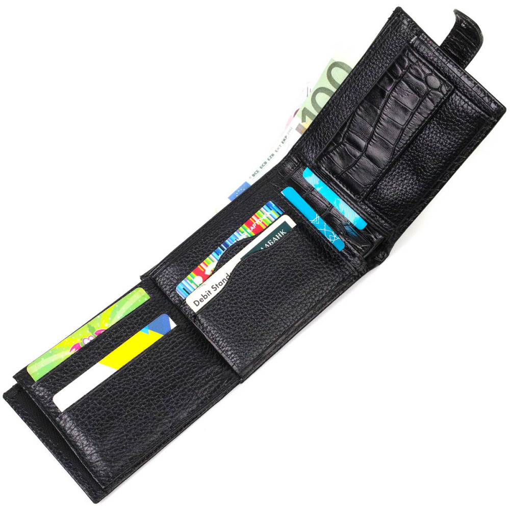 Вместительный бумажник среднего размера для мужчин из натуральной кожи с тиснением под крокодила BOND 22000 Киев - изображение 6