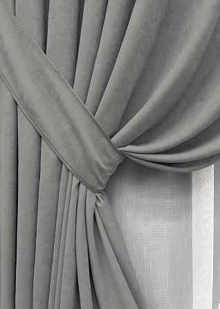 Комплект готових штор VR-Textil Мікровелюр Petek YL № 2012ш Сірий 150х290 см 2 шт (33-1020) Київ