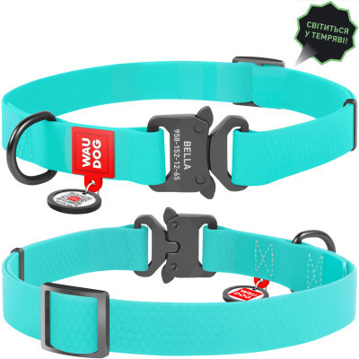 Нашийник для тварин WAUDOG Waterproof з QR металічна пряжка-фастекс Ш 25 мм Д 38-58 см ментоловий (2783) Вінниця - фото 1