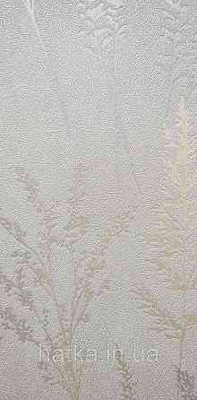 Шпалери вінілові на флізеліні Grandeco Universe 5 гілки листя квіти польові сріблясті на сірому Київ