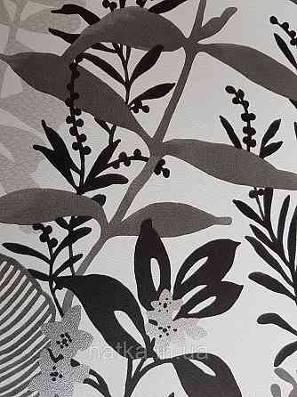 Шпалери флізелінові Decoprint Good Vibes 0.53х10 молодіжні дитячі тропіки рослини листя квіти сіро-чорні Київ
