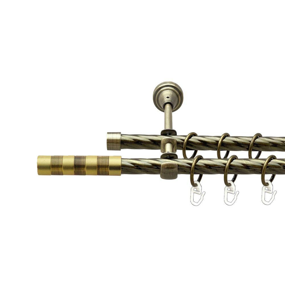 Карниз Orvit Сігма металевий дворядний відкритий скручена труба кільце металеве Антик 16\16 мм 160 см (00-00022525) Львів - фото 1