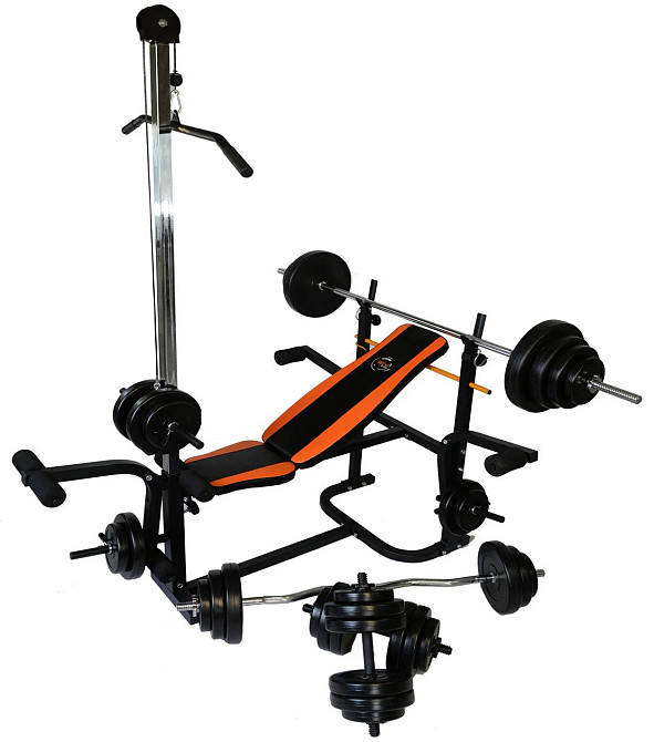 Лава для жиму WCG 0070 + Тяга + парта Скотта + Штанга і гантелі 148 кг Київ - фото 1