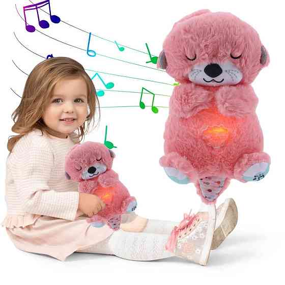 Мягкая игрушка ночник с функцией дыхания от батареек,