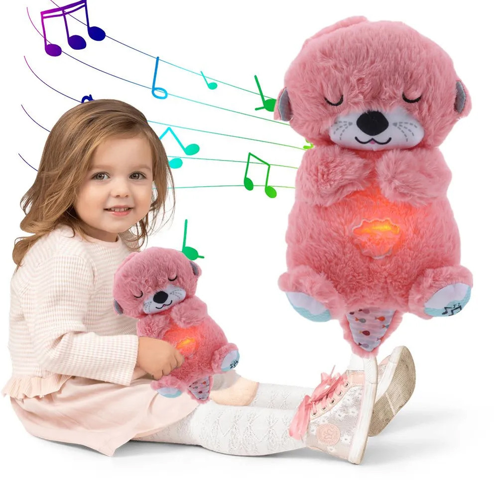 Мягкая игрушка ночник с функцией дыхания от батареек,