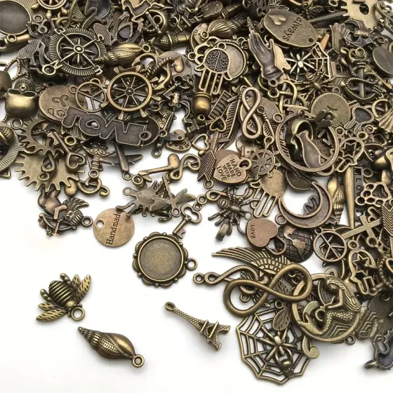 Набір металевих підвісок 100г, шарми шарміки, змішані, бронза, для творчості та рукоділля Київ