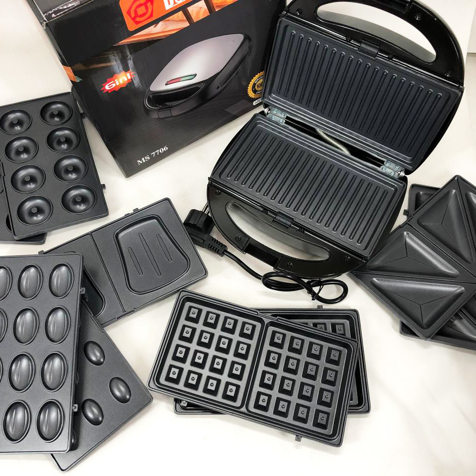 Мультипекар з пластиною для приготування бутербродів Domotec MS-7706 1000 w, Гриль електричний для дачі QB-98 Львів - фото 5