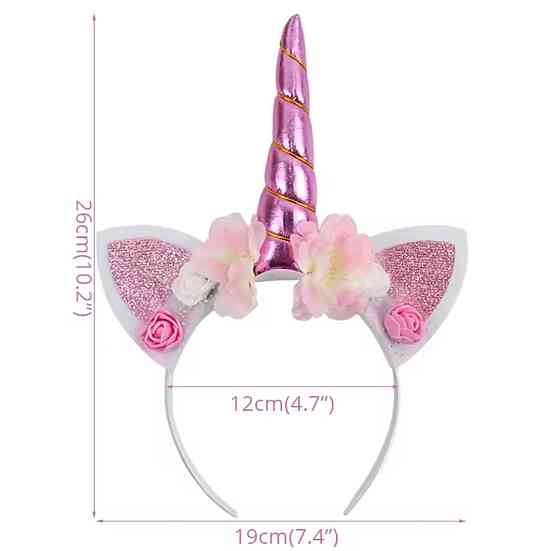 Обруч детский с цветами Единорог 12 см розовый Киев