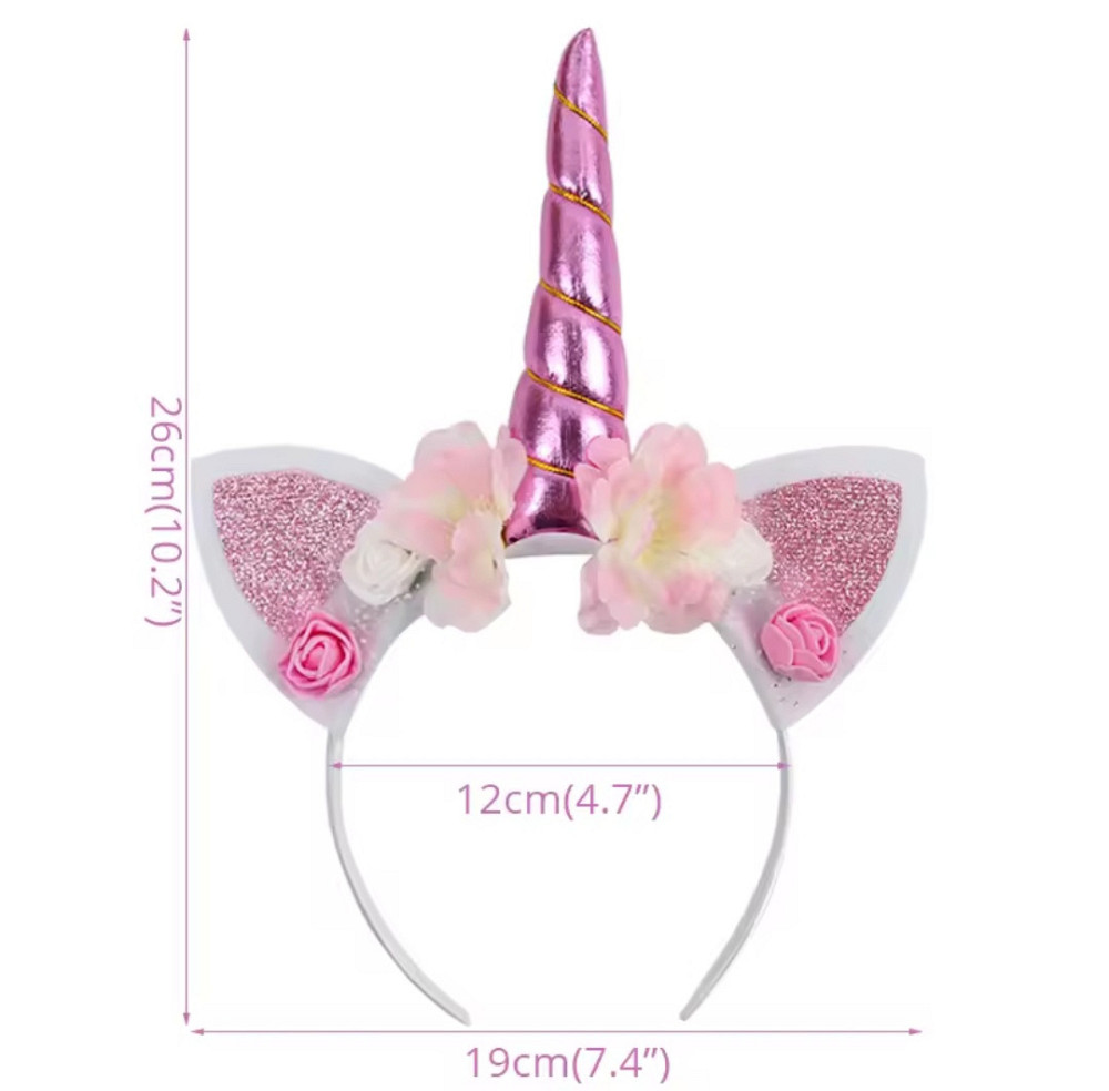 Обруч детский с цветами Единорог 12 см розовый Киев - изображение 2