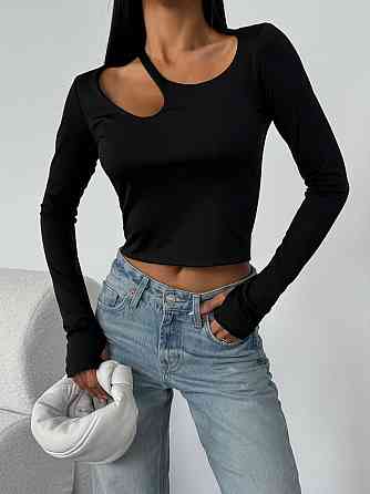 Женский стильный топ с вырезом микро дайвинг Черный, 44/46 Одесса