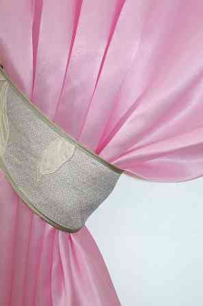 Кухонні штори VR-Textil № 073к з ламбрекеном і підхватами рожевий з світло-сірим 270х170 см (52-0295) Київ