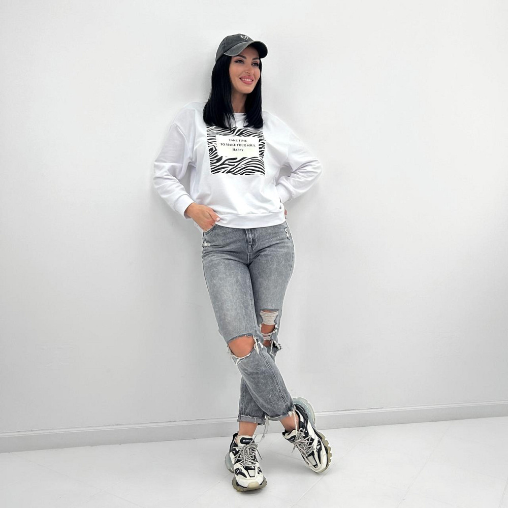 Женский свитшот с анималистичным принтом Wild 42-44, Белый Киев - изображение 2