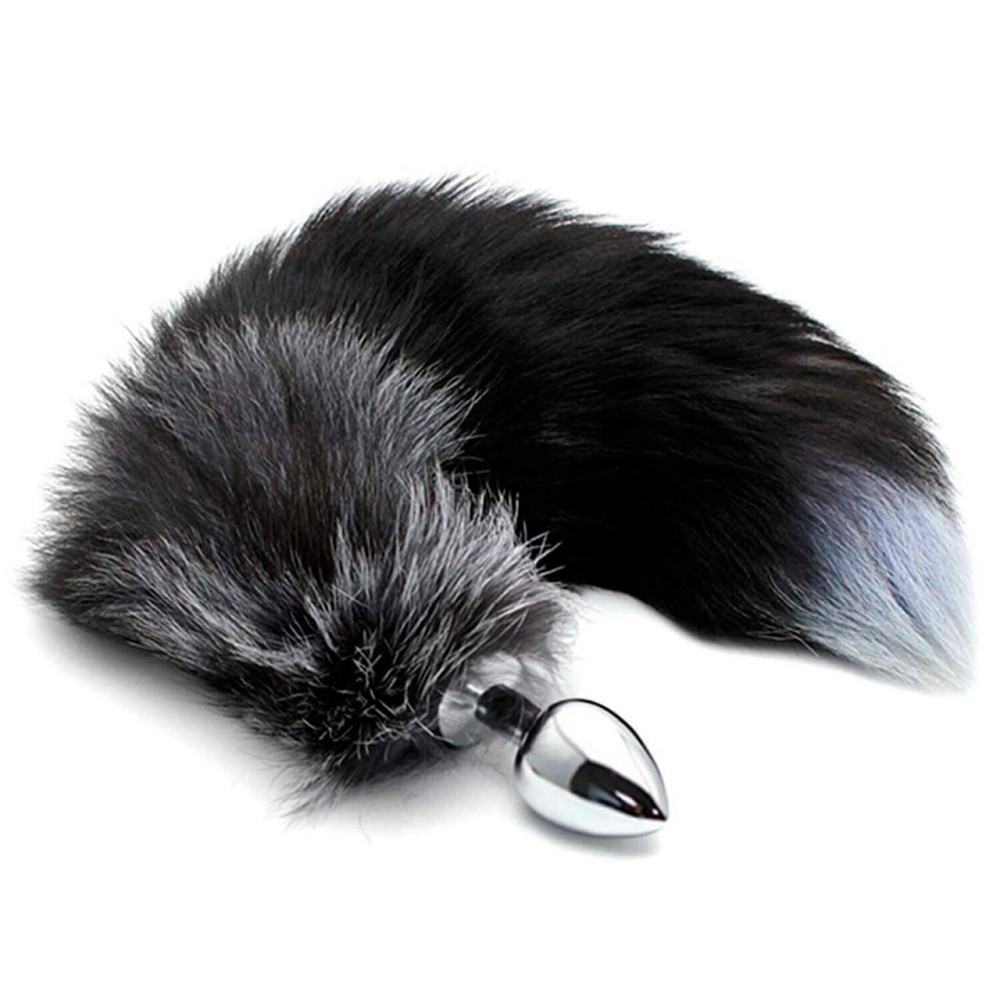 Металева анальна пробка Лисячий хвіст Alive Black And White Fox Tail M, діаметр 3,4 см Sex Aura Київ - фото 1