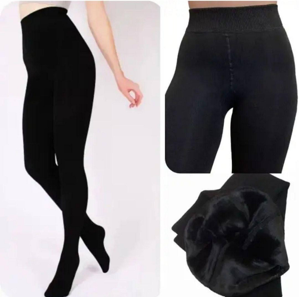 Жіночі базові теплі безшовні колготки на хутрі (ТЕРМО)  бамбук 80%, бавовна 10%, еластан 10%, хутро Одеса - фото 4