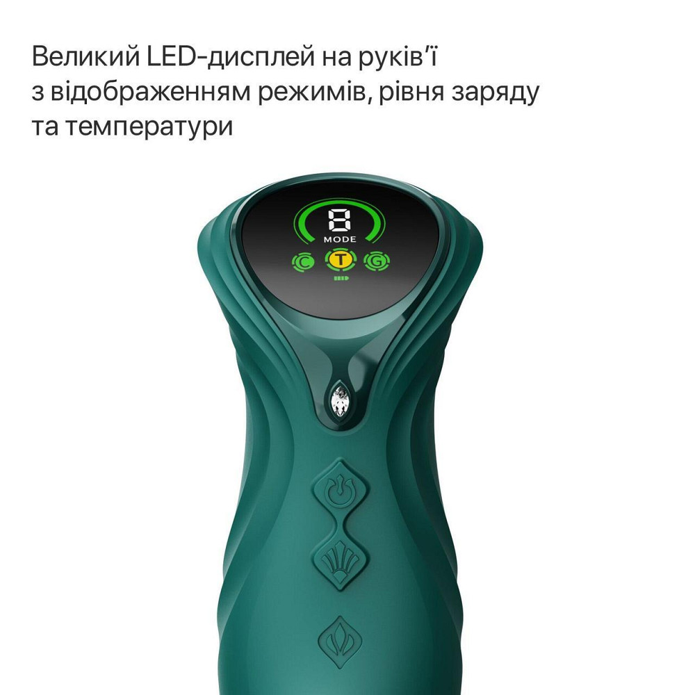Смарт пульсатор-кролик с вибрацией Zalo Mose 2 Turquoise Green, подогрев до 42°C, кристалл Swarovski Sex Aura Киев - изображение 8