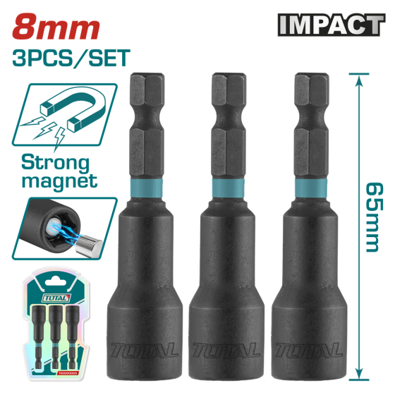 Торцева насадка TOTAL TAC270831 8x65мм, 3шт. (7090277) Київ