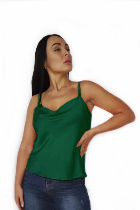 Базова майка жіноча хомут шовк Зелений XL Харків - фото 1