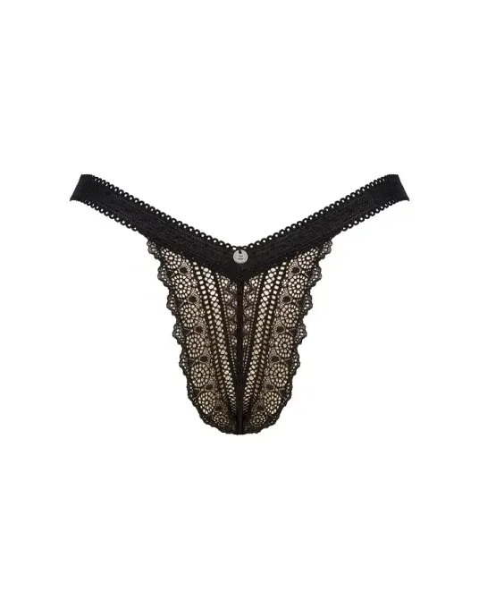 Мереживні трусики із заниженою талією Obsessive Estiqua panties XS/S, black Львов - изображение 5