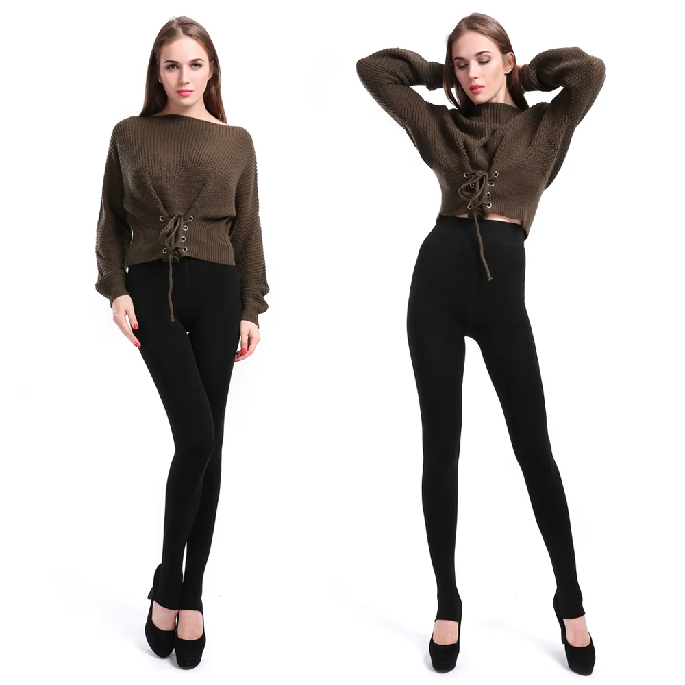 Безшовні теплі лосини з хутром, 48-56 розмір, Чорні / Жіночі утеплені зимові лосини Київ - фото 4