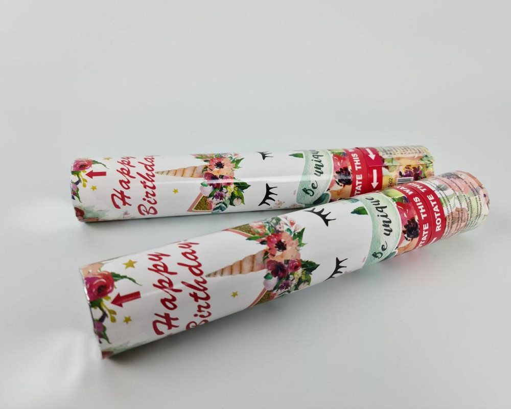 Хлопушка пневматическая Единорог цветы, длина 30 см 4830-02 (1 пачка) Харьков - изображение 3