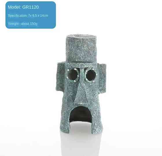 Декор для аквариума Дом Сквидварда с мультфильма Губка Боб размер 15 на 8 на 7 см смола зеленый Киев