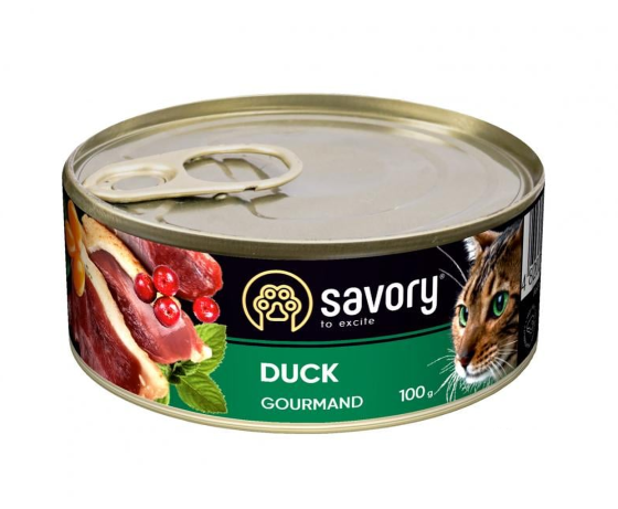 Влажный корм для привередливых котов Сейвори Savory Cat Can Adult с уткой, 100 г Винница