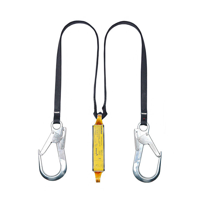 Строп подвійний із стрічки з амортизатором і карабінами 2xAJ590 (1,7 м) CE2032L-F1 Одеса - фото 1