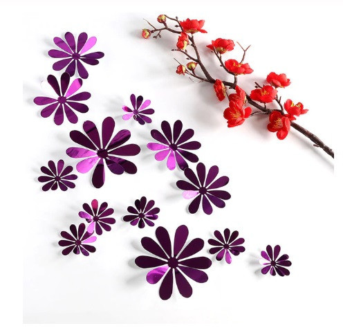 Набор фиолетовых зеркальных цветков - в наборе 12шт. Киев - изображение 1