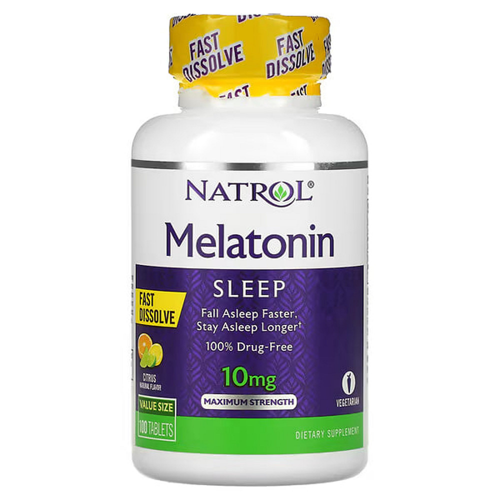 Мелатонин быстрого высвобождения (Melatonin) 10 мг 100 таблеток со вкусом цитрусовых Киев - изображение 1