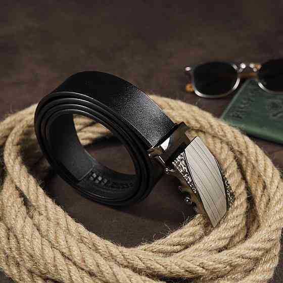 Ремінь з автоматичною пряжкою з візерунком Чорний (Vintage) Київ