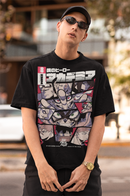 Футболка з аніме принтом Моя геройська академія оверсайз (S/M/L) Чорний AnimeJ0259 Дніпро - фото 3