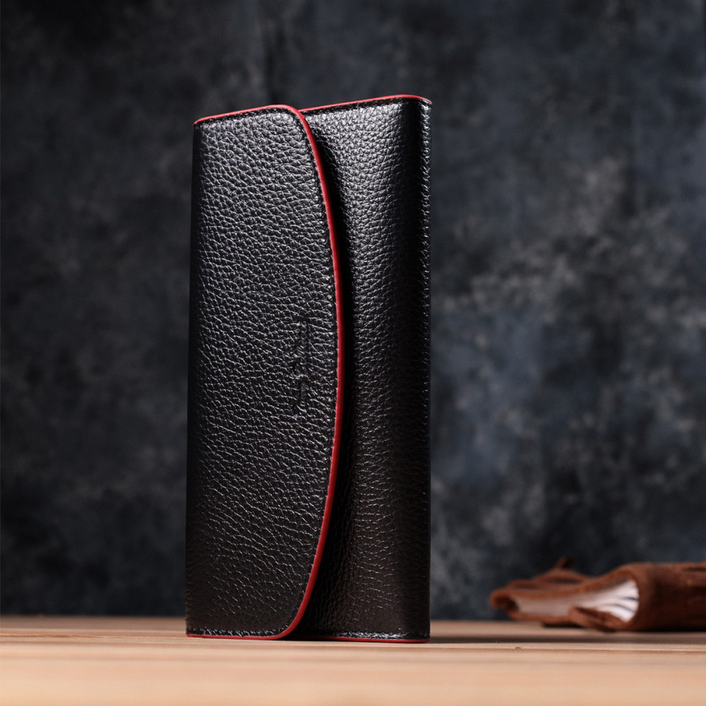 Женский кошелек с треугольным клапаном из натуральной кожи Tony Bellucci 22860 Черный Киев - изображение 3