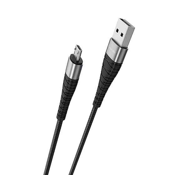 Кабель BOROFONE BX32 USB to Micro 2.4A, 1m, nylon, aluminum+TPE connectors, Black Київ