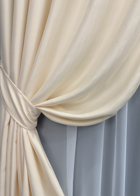Комплект готових штор VR-Textil Жакард № 1735ш Кремовий 150х270 см 2 шт (33-0703) Київ - фото 5