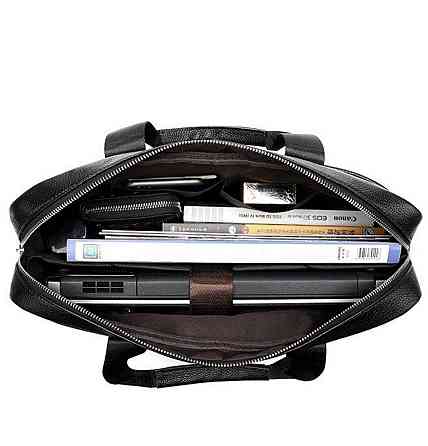 Мужской портфель для ноутбука и документов Tiding Bag (39 x 28 x 8 см) из натуральной кожи Черный Киев