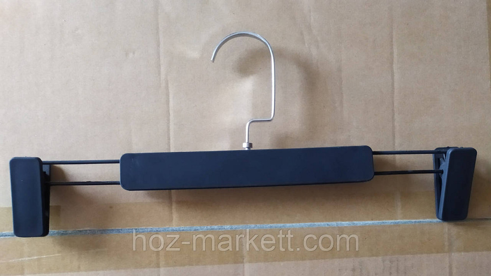 Плічка вішалки (тремпеля) брючні Оксамит з прищіпками чорні 35 см 5 шт в уп Харків - фото 3