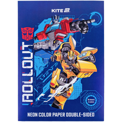 Цветная бумага Kite А4 неоновая Transformers (10 листов/ 5 цветов) (TF24-252) Винница - изображение 1