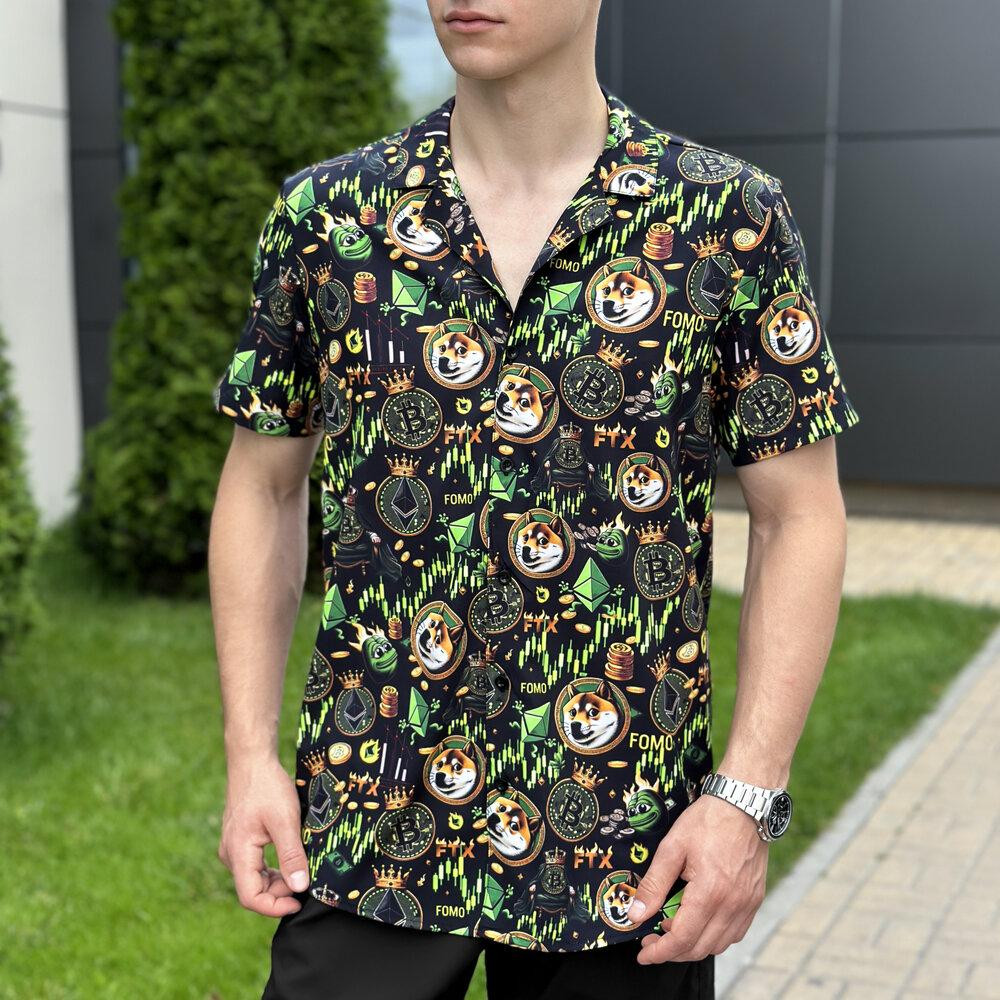 Літня чоловіча сорочка із принтом для відпочинку Pobedov Dejavu Kripta Київ - фото 2