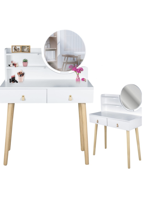 Туалетний столик Jumi Scandi з шухлядами, шкіряні ручки, білий Київ - фото 1