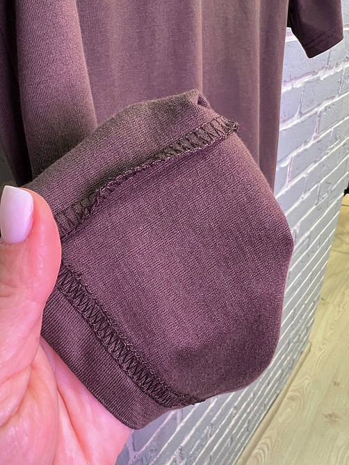 Футболка жіноча A-N 25007 оверсайз подовжена з написом принтом попереду one size, шоколад, one size Київ - фото 12